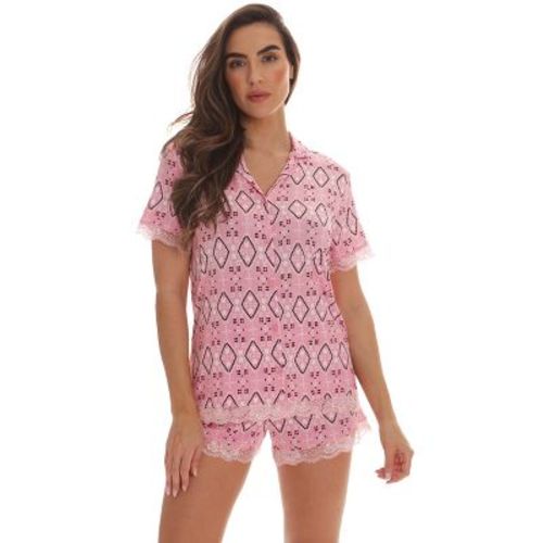 #FollowMe Womens Button-Down Pajama Shorts Set with Notch Collar Chic & Comfy Loungewear (Cream - Whimsy Floral, Medium)