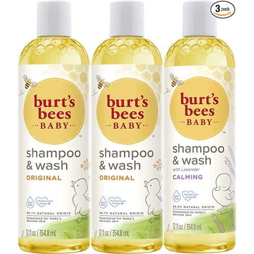 Burt's Bees Baby Shampoo and Wash 3-Pack, 2 Original and 1 Calming with Lavender, 12 Fl Oz Each - 12 Ounce (Pack of 3) - Original Calming Bundle