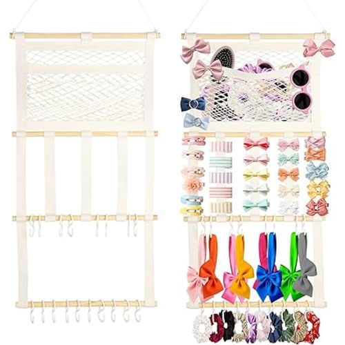 2 Pcs Headband Holder Hair Bows Organizer for Girls, Large Capacity Baby Headband Organizer, Wall Hanging Hair Bow Holder for Toddler Baby Girl Nursery Room Decor