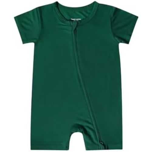 Teach Leanbh Baby Boys Girls Bamboo Viscose Printing Pajamas 2 Way Zipper Short Sleeve Romper Jumpsuit Sleep and Play