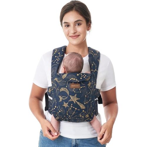 Momcozy Newborn Carrier WeeSnug- Lightweight and Cozy Comfort for 7-25 lbs, Ergonomic Cross-Back Support, Effortless to Put On, Hands-Free Baby Carrier with Lumbar Support, Starry Night