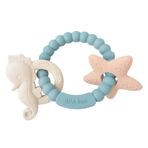 Seahorse and Starfish Silicone Teether Ring – Bloom Bambini