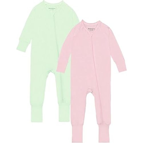 Baby Footless Pajamas,Rayon Made From Bamboo Footie Sleepers,Long Sleeve with Two Way Zipper Rompers 0-24 Months