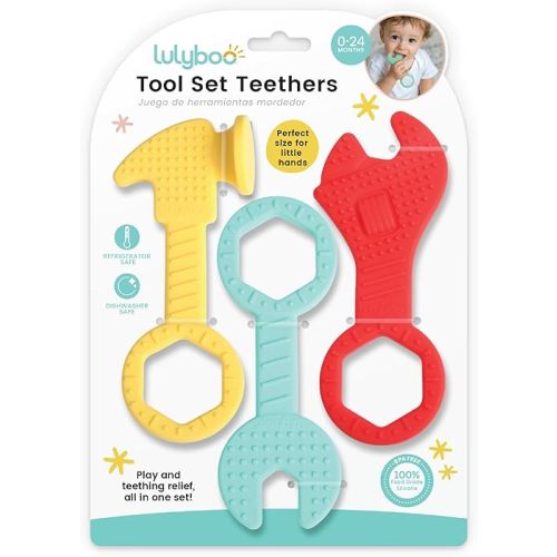 Silicone Baby Teether Food Grade - Soft Edges Easy to Grasp for Sensory Development