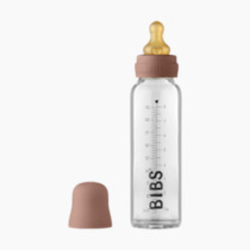 BIBS Baby Glass Bottle. Anti-Colic. Round Natural Rubber Latex Nipple. Supports Natural Breastfeeding, Complete Set - 225 ml, Woodchuck