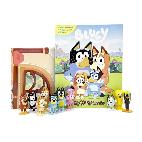 Bluey My Busy Books - Storybook, 10 figurines, playmat