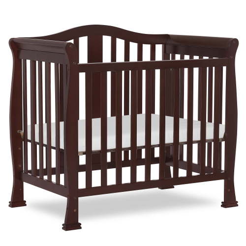 Dream On Me Naples Baby Wood Mini Crib 4-in-1 Convertible with Mattress, Espresso