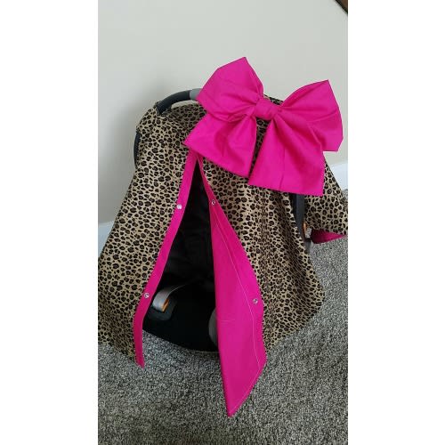 Cheetah and Hot Pink Carseat Cover, Leopard w/ Hot Pink, Baby Shower Gift, Baby Girl Car Seat Canopy, Personalized Gift