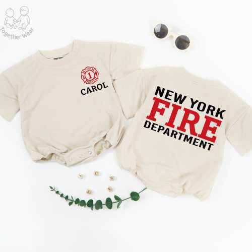 Personalized Firetruck Birthday Baby Shirt, Firefighter Toddler Tee, Boys Fireman Birthday Shirt, Fire Dept Shirt, 1st Birthday Fireman