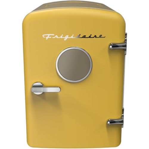 Frigidaire 6-CAN Mini Fridge, Yellow, 0.3 Cubic Feet