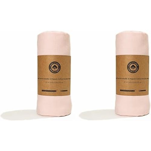 Soft Pink Muslin Swaddle Blanket Set - 2-Pack Pink Swaddle Blankets - Gentle and Breathable Cotton for Newborns and Infants - 47"x47" (2 Pack Pink)