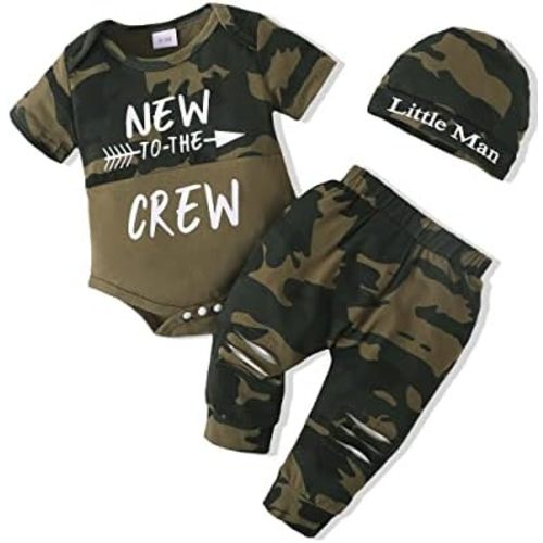 Renotemy Newborn Infant Baby Boy Clothes Outfits New to The Crew Outfits Long Pants Toddler Baby Boy Clothes Set