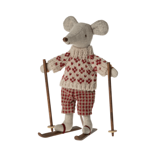 Winter Mouse with Ski Set, Mum