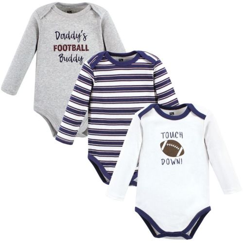 Hudson Baby Infant Boy Cotton Long-sleeve Bodysuits, Football Buddy 3-pack, 6-9 Months