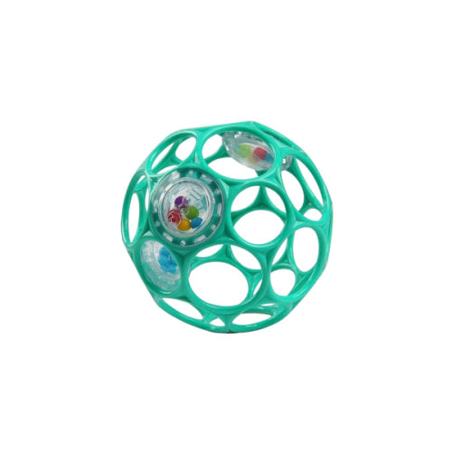 Bright Starts Oball Easy-Grasp Rattle BPA-Free Infant Toy in Teal, Age Newborn and up, 4 Inches