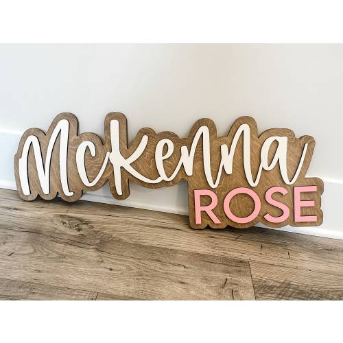 Personalized 3D Nursery Baby Name Sign, Custom Wood Name Plaque, Handcrafted Baby Room Decor, Unique Baby Shower Gift, Cursive Name Sign