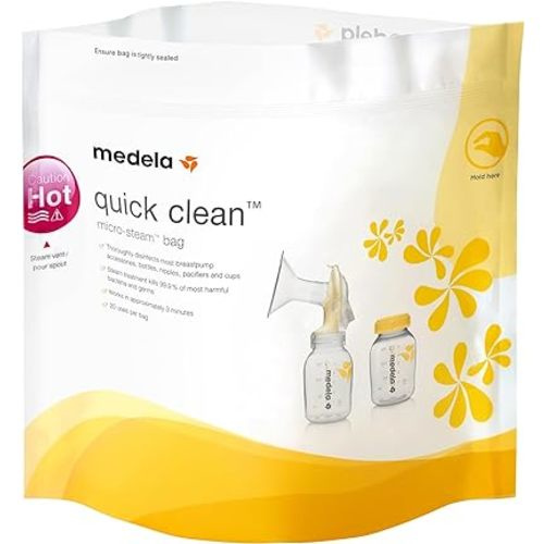 Medela Quick Clean Micro-Steam Bags Eliminates 99.9% Of The Most Harmful Bacteria And Germs ( Packaging May Vary )