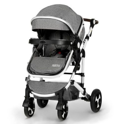 Kinder King Meno V 3 in 1 Reversible Baby Stroller w/Detachable Tray, Adjustable Canopy, Suspension Wheels, Dark Grey