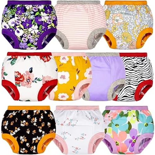 BIG ELEPHANT Potty Training Underwear - 10 Pack, 100% Cotton Absorbent Unisex Toddler Pee Pants for Boys Girls