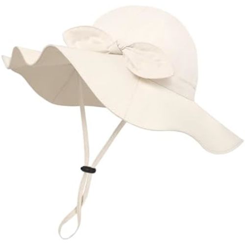 Baby Girl Sun Hat with UPF 50+ Outdoor Adjustable Beach Hat with Wide Brim Bucket Hats