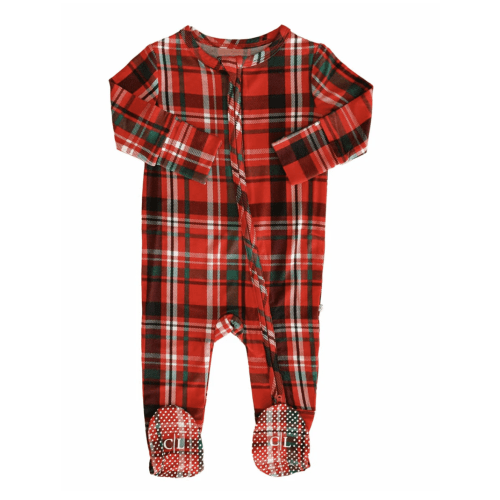 Christmas Plaid Zipper Footie