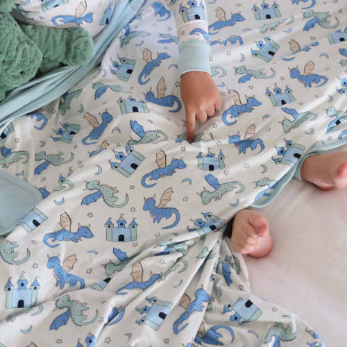 Dragon Adventure Double Sided Bamboo Blanket | Blue