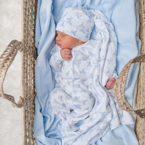 Baby's Teddy Footie - Light Blue