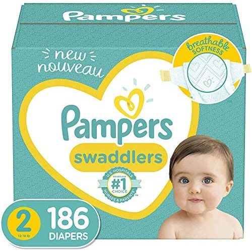 Baby Diapers Size 2, 186 Count - Pampers Swaddlers, ONE MONTH SUPPLY (Packaging and prints on diapers may vary)
