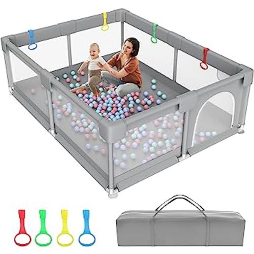 79" ×71" Extra Large Baby Playpen, Big Play Pens for Babies and Toddlers, Gap-Free, Climb-Proof Baby Playards for Indoor Fun, Baby Gate Playpen with Zippered Door and Storage Bag
