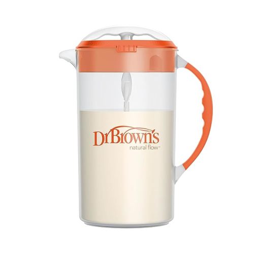 Dr. Brown's Baby Formula Mixing Pitcher with Adjustable Stopper, Locking Lid & No Drip Spout, Orange, BPA Free, 36oz, 1 Pack