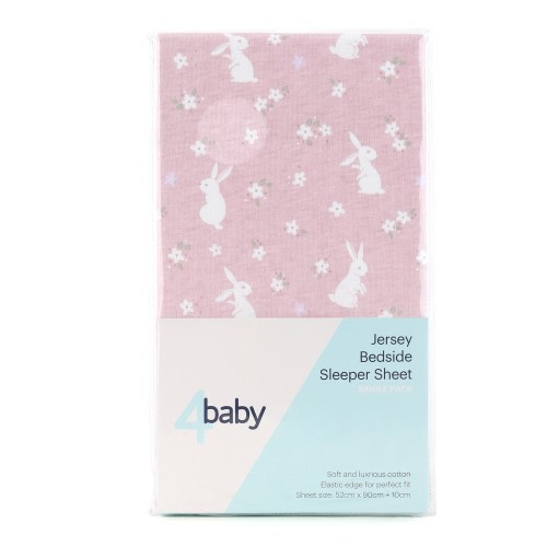 4baby Bedside Sleeper Fitted Sheet Bunny Rose