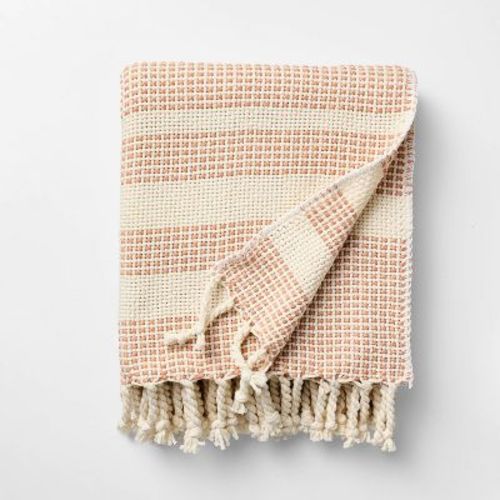 50"x60" Throw Border Stripe Woven Medium Orange And Cream - Threshold™ Designed With Studio Mcgee