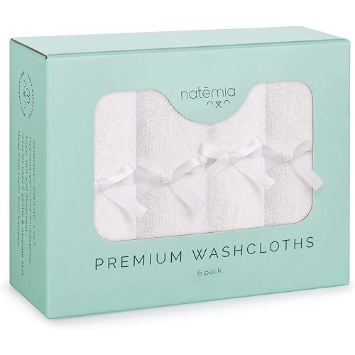 Natemia Organic Baby Washcloths - 10"x10" Soft Cotton Baby Towels - Pack of 6 Multipurpose Reusable Wipes for Infants, Toddlers, and Parents