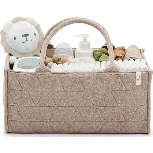 Baby Diaper Caddy Organizer Soft Nursery Storage Basket for Changing Station Girl and Boy - Baby Registry Must Haves Newborn Essentials - Gift for Baby Shower Car Caddy Organizer (Mink)