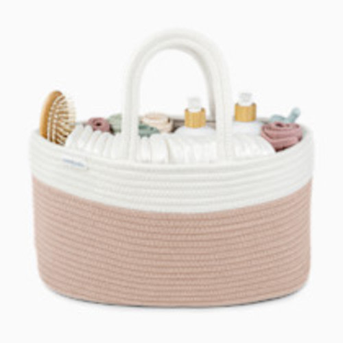 Comfy Cubs Rope Diaper Caddy Organizer with 3 Compartments - Blush