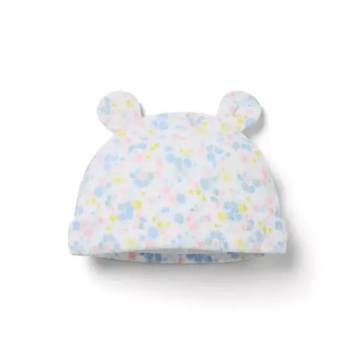 Newborn Light Blue Floral Baby Floral Bear Ear Beanie by Janie and Jack