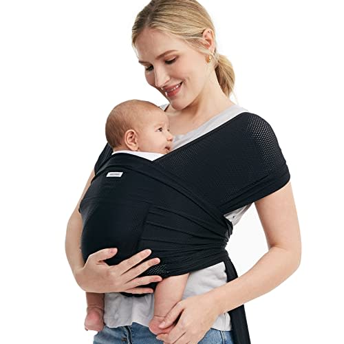 Momcozy Baby Carrier AirMesh - The Perfect Summer Sling for Newborns to Toddler 8-35 lbs - Cooling Fabric Baby Wrap, Hands Free, Lightweight and Ergonomic, Black