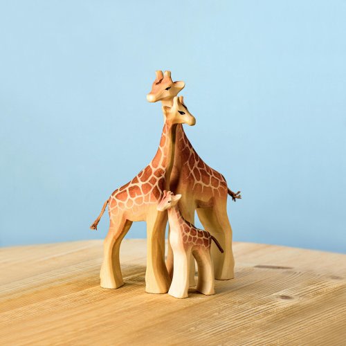 Wooden Giraffe Family Set | Montessori Inspired | Handmade Waldorf Animal | Organic Wood Made by Bumbu Toy