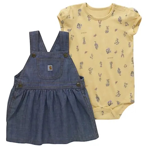 Carhartt Baby Girls' Print Short-Sleeve Bodysuit and Denim Jumper Set, 2 pc. - 2324789 at Tractor Supply Co.