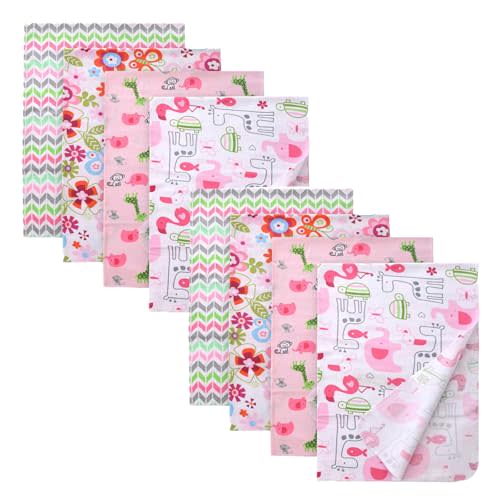 Waoot Kdet Cotton Flannel Receiving Blankets Baby 8 Pcs, Baby Swaddle Blankets, Infant Flannel Blanket 30 X 30 Inch for Boy Girl (Style3)