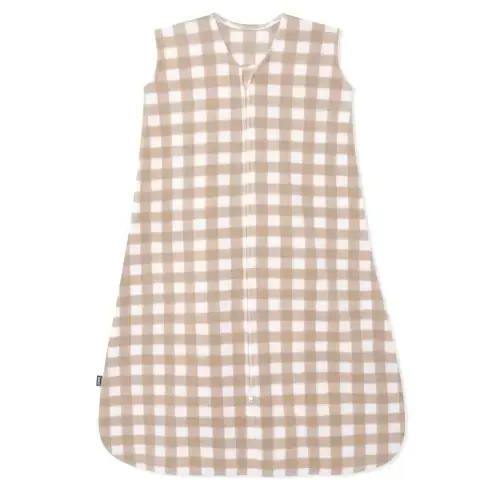 Tan Gingham Micro-Fleece Sleep Sack TOG 1.0 | Small