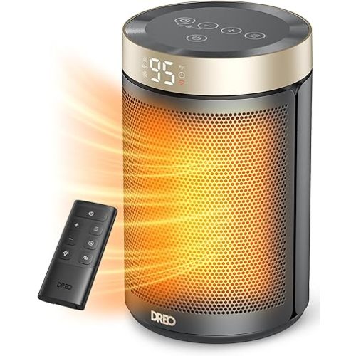 Dreo Space Heater, Portable Electric Heaters for Indoor Use with Thermostat and Remote, 2024 Upgraded, Digital Display, 12H Timer, 5 Mode, 1500W PTC Ceramic Fast Safety Heat for Office Bedroom Home
