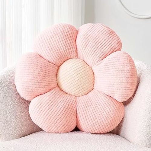 Flower Throw Pillow, Soft Light Pink 19.6" Flower Pillow for Home Decor, Cute Flower Shaped Floor Pillow Aesthetic Flower Plush Decorative Pillows for Bed Sofa Couch