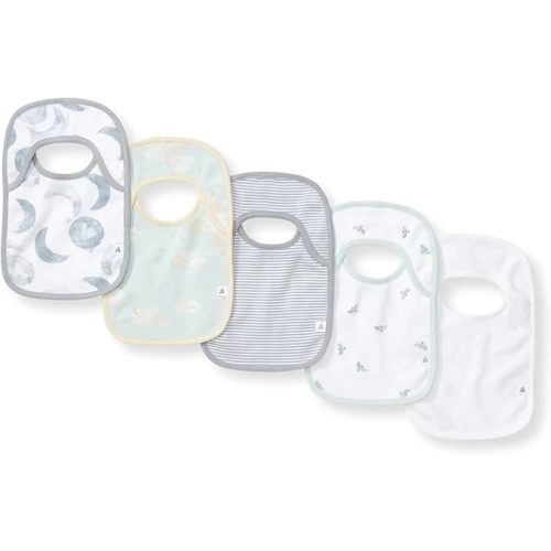 Burt’s Bees Baby Unisex Baby Bibs, Lap-Shoulder Drool Cloths, 100% Organic Cotton with Absorbent Terry Towel Backing Bibs