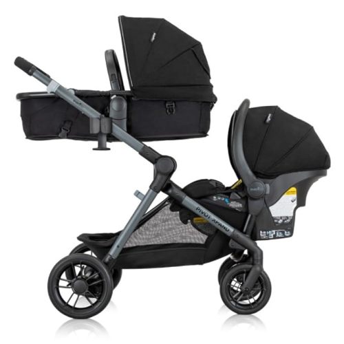 Evenflo Pivot Xpand Modular Travel System with LiteMax Infant Car Seat (Ayrshire Black)