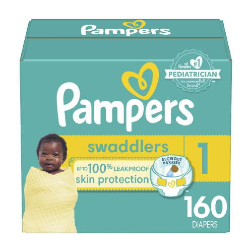 Pampers Swaddlers Diapers, Super Econo Pack, Size 1-8, 58-160CT