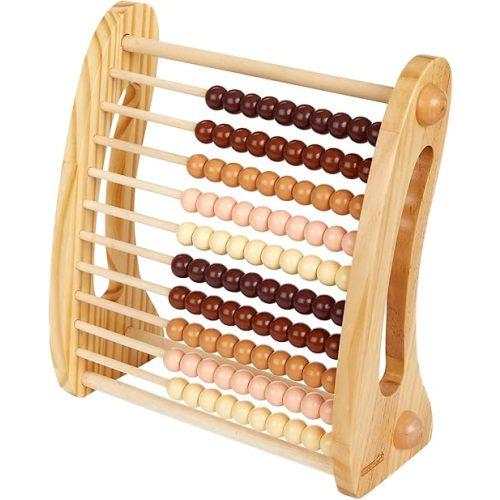 Excellerations Wooden Abacus - Natural - 12"H by 11"W - Kids Math, Counting Beads