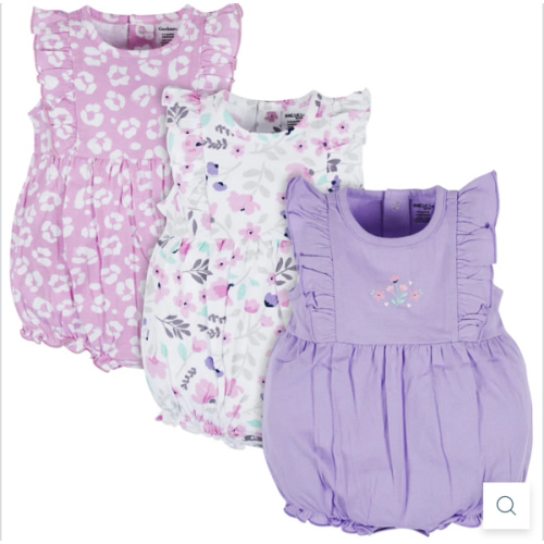 3-Pack Baby Girls Rainbow Floral Rompers – Gerber Childrenswear