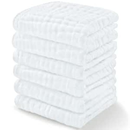 Amazon.com : Baby Washcloths, Muslin Cotton Towels, Large 10”x10” Wash Cloths Soft on Sensitive Skin, Absorbent for Boys & Girls, Newborn Baby & Toddlers Essentials Shower Registry Gift (White, Pack of 6) : Baby