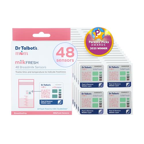 Dr. Talbot's Mom MilkFresh Breast Milk Sensors - Track Freshness of Pumped Milk with App. Manage Storage Bag Inventory, 48 pk